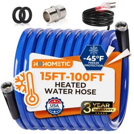 HOHOMETIC 30FT (15-100FT) Heated Water Hose for RV,-45 ℉ Antifreeze 4.0 Upgraded Heated Water Hose，Rv Hoses with Fittings, Rv Accessories