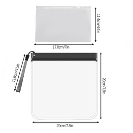 AYNKH 2 Pcs Clear Travel Toiletry Bags with Lanyard, No Risk of Rejection, Airport Security Liquid Bag with Zip Waterproof Plastic, Holiday Essentials Luggage (with 2 Makeup Brush Bags)