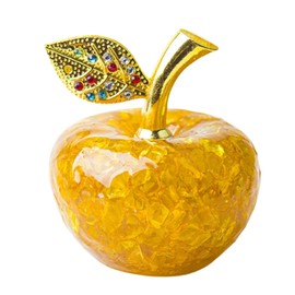 STARREALM Hand-Painted Crystal Apple Paperweight - High Quality Natural Stone & Resin Desk Decoration, Premium Apple Decoration for Office, Living Room and Kitchen (B)