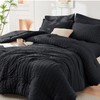 HYMOKEGE Black Full Size Comforter Sets Seersucker 7 Pieces, All