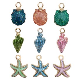 EMSea 45pcs Enamel Mixed Ocean Beach Charms Pendant Conch Starfish Shell for Jewelry Making Necklace Bracelet Earring And Slime DIY Jewelry Accessories Charms
