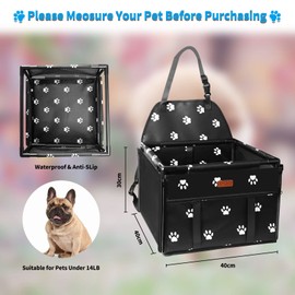 BYGD Pet Dog Booster Seat, with 12 PVC Upgraded Support Tubes and Clip-On Safety Leash, Breathable and Foldable Pet Car Basket, Stable Suitable for Small and Medium Pets