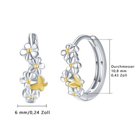 Daisy Earrings 925 Sterling Silver Hypoallergenic Flower Hoop Earrings Butterfly Hoop Earrings Daisy Jewellery Gifts for Women Girls Child
