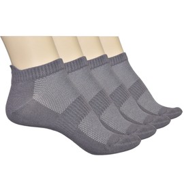 ELYFER Grey Unisex Thin Rayon Ankle Socks 4 Pairs, (Size 11-13) Ultra Soft Breathable Comfort Blend Low Cut Athletic Running Socks for Women and Men - Large