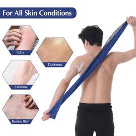 Green toronja - Paquete de 2 paños exfoliantes, extra ásperos para la ducha, 1 color negro y 1 azul, 40 x 12 pulgadas