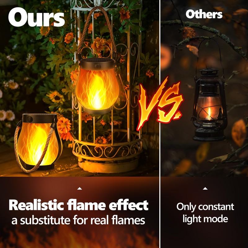 Jyoiat Outdoor Solar Lights Hanging Lanterns - 2 Pack Solar