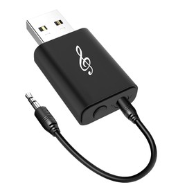 Bluetooth 5.0 Transmitter Receiver Adapter, 3.5mm Portable Wireless Audio Transmitter Receiver Dongle for TV/PC/Headphones/Car Stereo/Home Theater, USB for Power Supply, Low Latency, Plug and Play