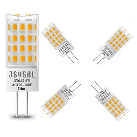 JSVSAL GY6.35 LED Bulb Dimmable, T4 JC Type GY6.35/G6.35 Bi-pin Base,AC 120V Natural White 4000K,6W Equivalent to 50-65W G6.35/GY6.35 Halogen/Xenon/Incandescent Replacement Bulb,4-Pack