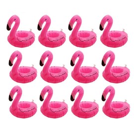 Inflatable Floating Flamingo Drink Holder 12 Pack Swimming Pool Float Coasters Coke Cup Holder for Beverage Cans Cups & Bottles Adult Pool Party