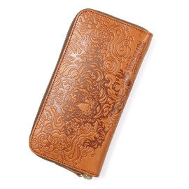 Red Grow rg-008 Long Wallet, Men's Wallet, Made in Japan, Tochigi Leather, Genuine Leather, Round Zipper, Tiger Shaped, Camel
