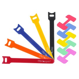 Wisdompro 20 Pcs 6 Inches Hook and Loop Cable Ties and 20 Pcs Write On Cord Labels, Reusable Fastening Wire Strap Management and Identification Tag to Organize Home, Office, Workspace, Multi-Color