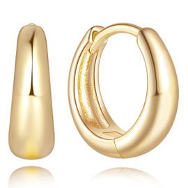 HaoShuFu 14K Gold Hoop Earrings for Women Gold Earrings Small Huggie Hoop Earrings for Women Earrings Smooth Design 20 MM/ 25 MM (25MM)