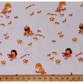 Windham Fabrics Cotton Toys Playing Horses Children's Cream Fabric Print by the Yard D695.50