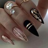 24pc Almond False Nails with Full Cover - Black, Pink,