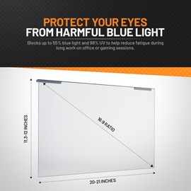 TECGEAR Blue Light Screen Protector 23–24 Inch | UV Protection Screen Filter for Computer Monitor | Blue Light Filter for Computer Monitor | Acrylic Screen Filter | Eye Protection for LED PC