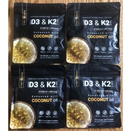 MicroLabs 4-MicroLabs Vitamin D3 &K2 w/Coconut 10,000 IU 200 mcg MK-7 180 Softgels 10/2026