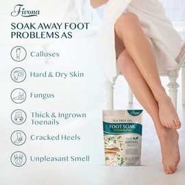 Fivona Tea Tree Foot Soak Blend 14.1 oz - Epsom Salt with Essential Oils for Healthy Toenails, Soothing Relief, Callus Softening - Pedicure Therapy for Soft, Rejuvenated Feet