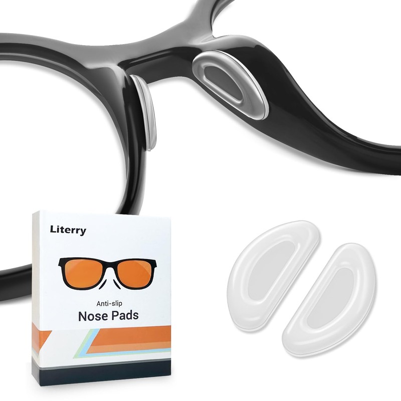 Literry Nose Pads for Glasses, Silicone Anti-Slip (5 Clear Pairs)