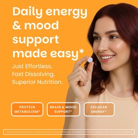 EZ Melts Vitamin B6 - Brain & Heart Health Supplement - Energy Metabolism Support - No Artificial Flavors - Non-GMO & Vegan - Orange Blast - 120 Dissolvable Tablets (60 Servings)