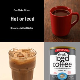Caffe D’Vita Simply Iced Coffee, 100% Colombian Arabica Instant Mix, Taste like Cold Brew (French Vanilla, 1lb)