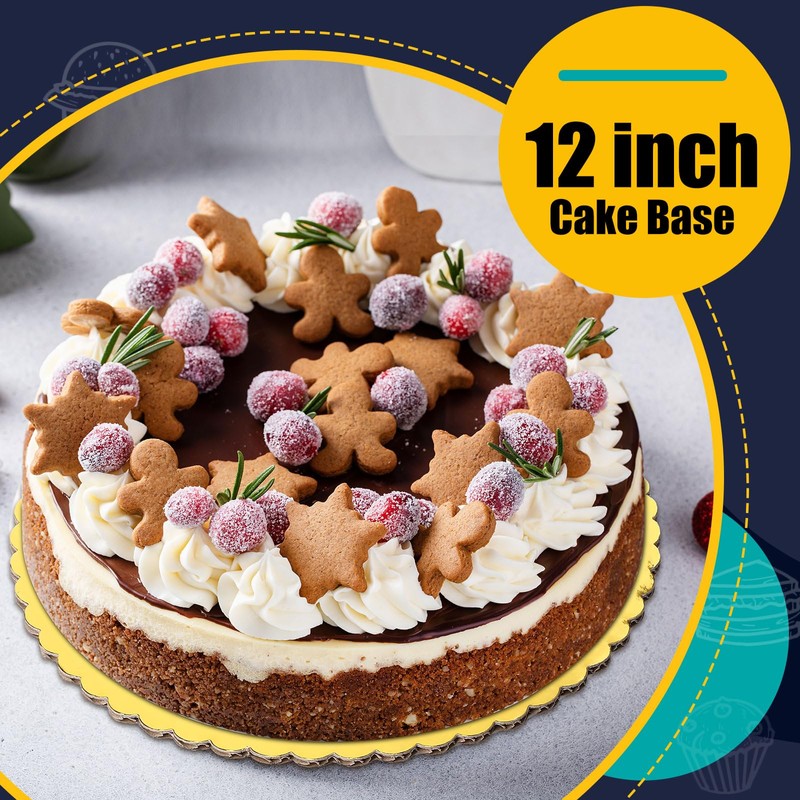 Nuenen 50 Pcs 12 Inch Gold Cake Board Rounds Cake