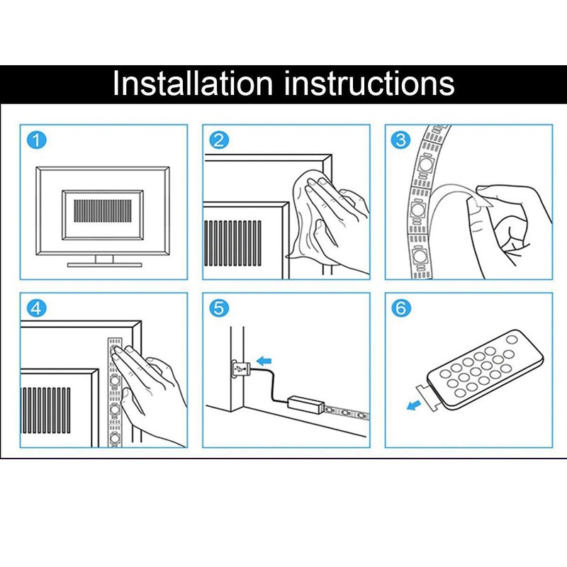Valletock USB LED Strip with Remote Control, 16 Colours Dimmable,