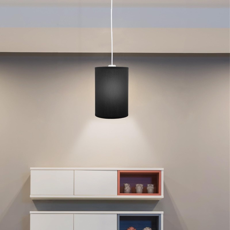 STOBAZA Tall Drum Lamp Shades, Linen Cylinder Lamp Shade, E27