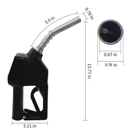 BORRITT Black 3/4'' inch NPT Automatic Shut-Off Fuel Nozzle Fuel Refilling Tool Perfect For Gas Stations,Industry,Transportation Used for diesel,gasoline,kerosen(13/16"Spout Max Flow Rate 16 GPM)