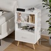 Aenuert Night Stand with Charging Station, White Kids Nightstand with