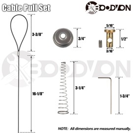 BOODVON Gate Latch Cable Pull with Spring, Metal Gate Opener String Adjustable from 2”to 6” Thick Gate, Stainless Steel Gate Latch Pull for Outdoor Wood and Vinyl Gates, 1 Pack
