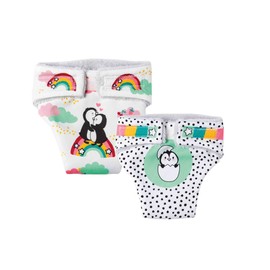 Heless 120 - Fabric Nappies for Dolls in Penguin Polka Dot Design, Pack of 2 with Velcro Fastening, Size 35 - 45 cm