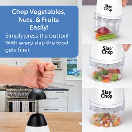 Slap Chop Original Slicer with Stainless Steel Blades | Vegetable Chopper Gadget | Mini Chopper for Salads | Kitchen Accessory White