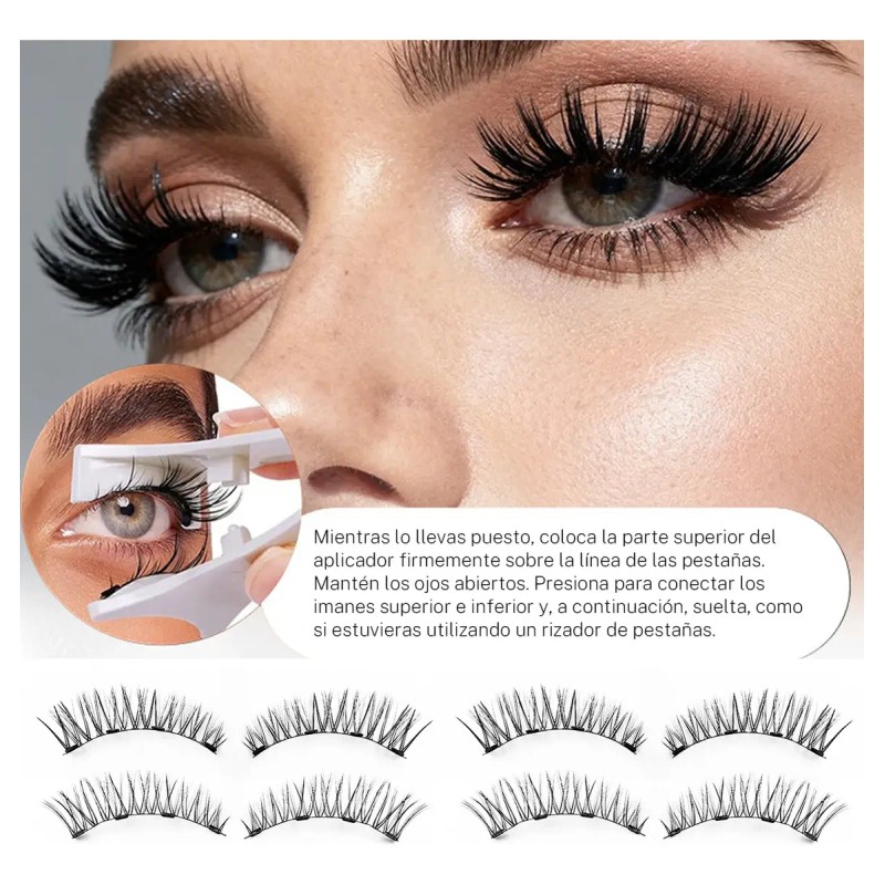 Kit De Pestañas Magnéticas Reutilizables Con Aplicador 2pars