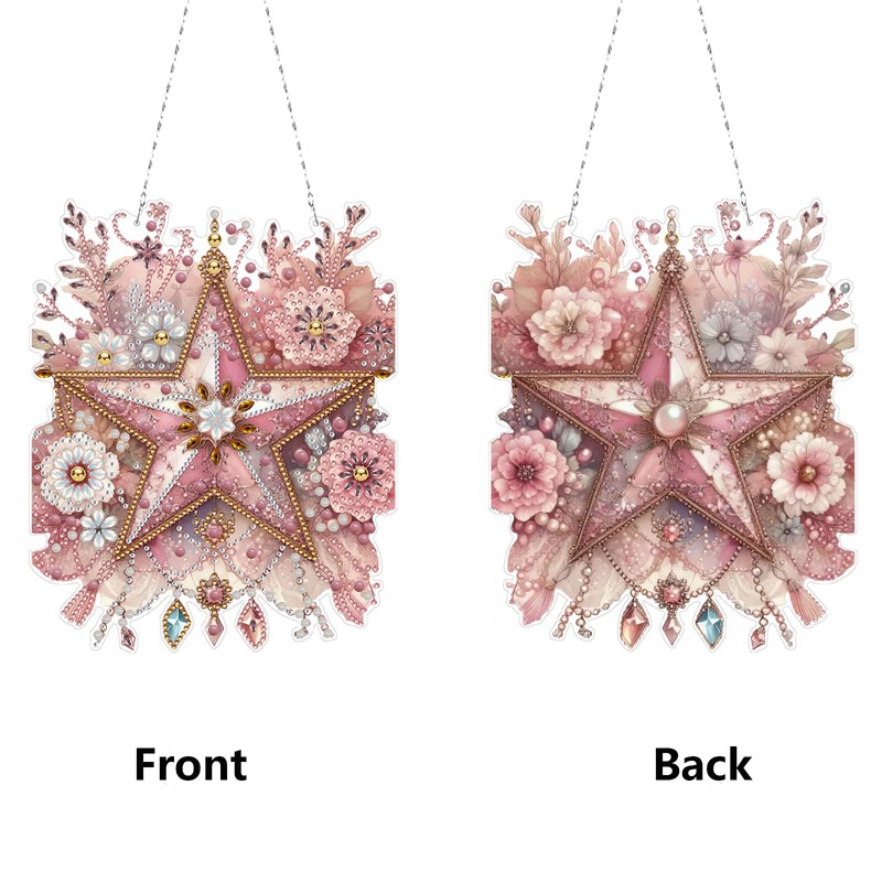 Amiiba Diamond Painting Hanging Kit Pink Starfish, 5D Diamond Art