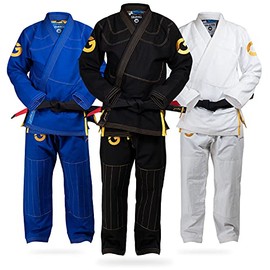Gold BJJ Jiu Jitsu Gi - Ultra Strong Gold Weave Premium Kimono - IBJJF Competition Approved Uniform (Black, A1)