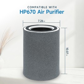 Harebery Upgrade HP670 Replacement Filter Set Compatible with Hunter HP670 Large Tower Purifier, Part Number H-HF670-VP, 1 Premium Filter + 4 Carbon Pre-filters