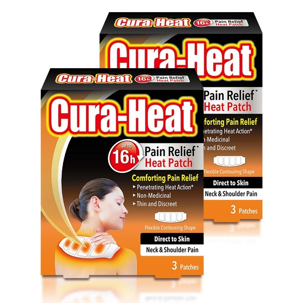 Cura-Heat Neck and Shoulder Pain Direct-to-Skin 3 patches, Pack of 2 (6 patches)