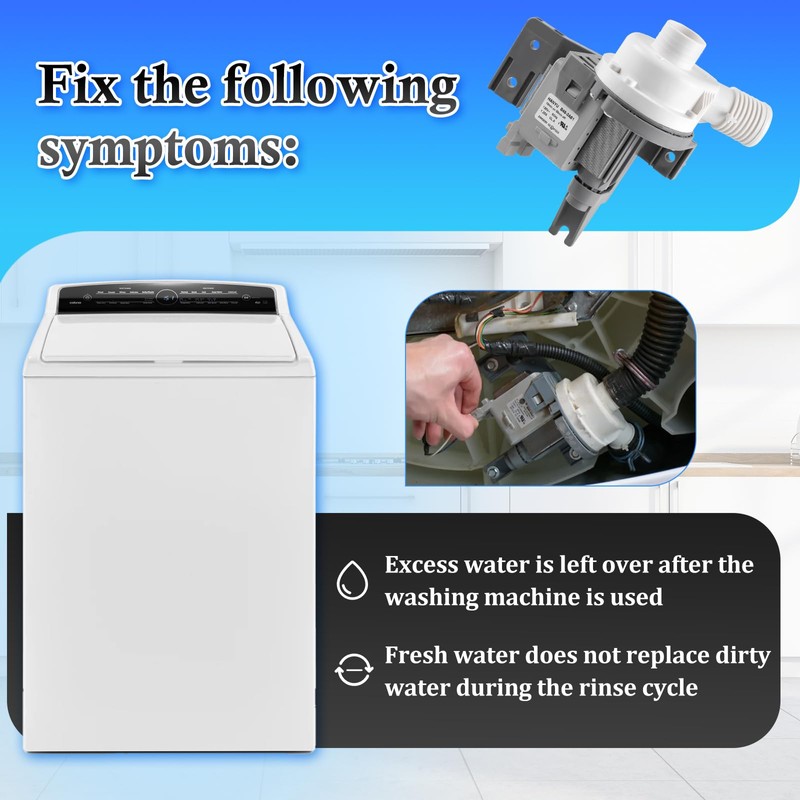 W10581874 Washer Drain Pump Compatible with Whirlpool Kenmore Maytag, Replacement