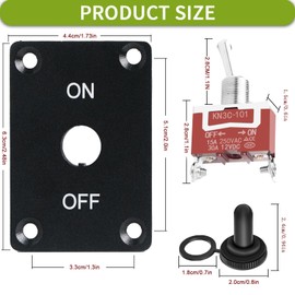 HOKAAER Heavy Duty Toggle Switch ON-Off 12V DC 30A 2 Pin 2 Position SPST Waterproof Marine Toggle Switch with Aluminum Mounting Panel, Boot Cover Cap for Auto Car Marine Boat