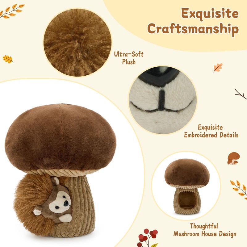 MaoGoLan 2pcs Hedgehog Stuffed Animal - 12" Mushroom Plush House