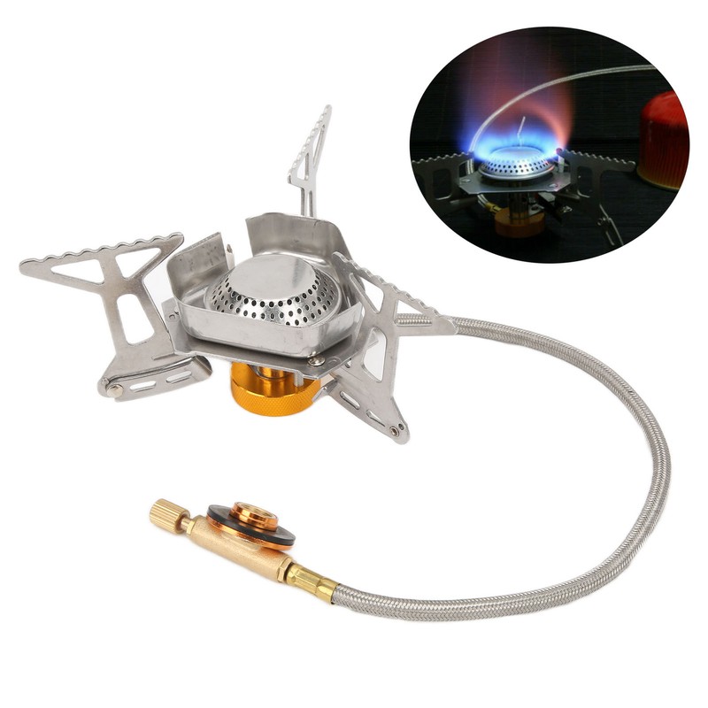 Camping Gas Stove Stainless Steel Strong Durable Windproof Electronic Ignition