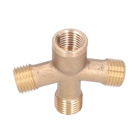 SALUTUY Hose Splitter, Simple to Install Hard Texture Brass Cross Adapter High Reliability Heavy Duty Brass Garden Hose Connector,for Car Washing Sprinkling and Watering Garden Irrigation Splitter