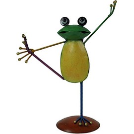 GURU SHOP Decorative Frog, Yoga Frog, Colourful Metal, Design 2, Multi-Colour, 23 x 19 x 8 cm, Animal Figures