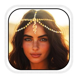 Aukmla Gold Head Chain Jewelry Snake Egyptian Headpiece Hair Chains Sequin Costume Headband Hair Accessories for Women