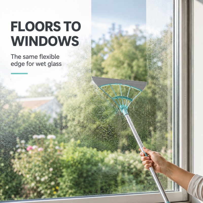 Silicone Floor Squeegee Broom for Wet & Dry Cleaning –