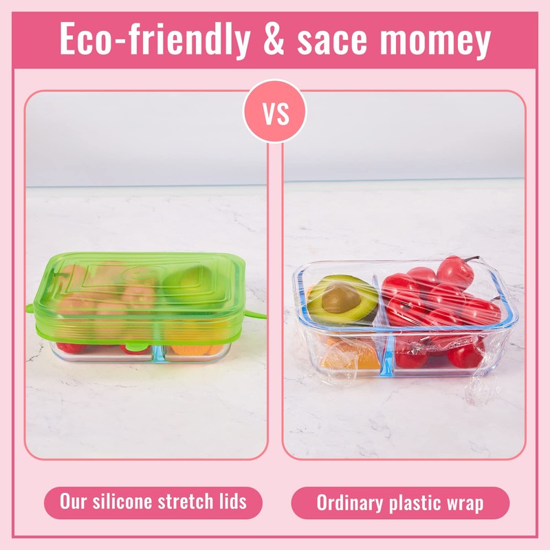30 Pieces Silicone Stretch Lids Rectangle Reusable Silicone Lids Microwave