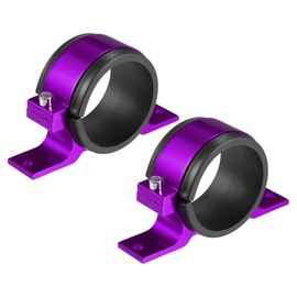 Motoforti Universal Fuel Filter Mounting Bracket, Car Oil Gas Fuel Fuel Pump Clamp Holder, 60mm ID, Aluminum Alloy, Purple, 2pcs