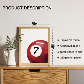 NaZaUK Trendy Red Bedroom Decor, Preppy Wall Decor for Living Room, Trendy Disco 7 Ball Poster for Women Room, Aesthetic Room Decor for Girly Bedroom College Dorm Decor 8x10inches Set of 4