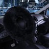 MAEZOE 3PCS Set Fluffy Wool Steering Wheel Covers with Handbrake