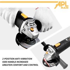 APLMAN Angle Grinder Tool,5-Amp Motor Driver, 4-1/2 inch With 1 Grinding Wheels, 2 Cut-Off Wheels,2 Carbon Brush and 1 Wrench.10500RPM For Fast Stock Removal,Anti-Vibration Handle